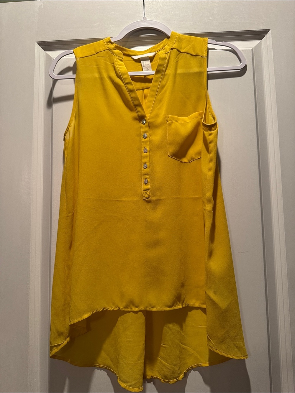 H&M Sleeveless V-Neck Tunic in Mustard Yellow